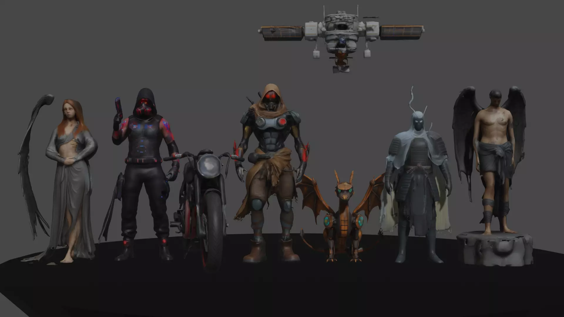 Cyber Angels Pack - 8 Modelos Low Poly 3D model