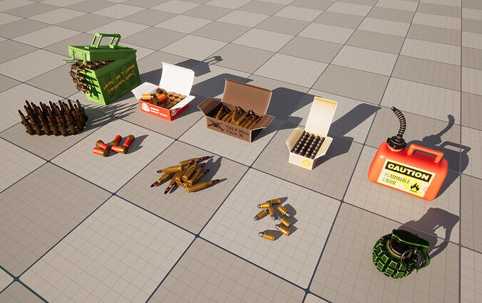 Stylized Game Ready Ammo Pickup Pack Low-poly 3D model