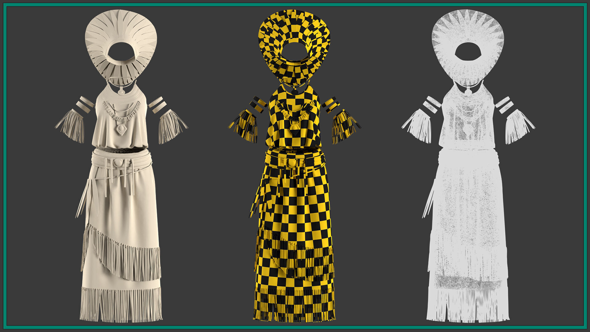 female Regalia outfit with texture 3D model_5
