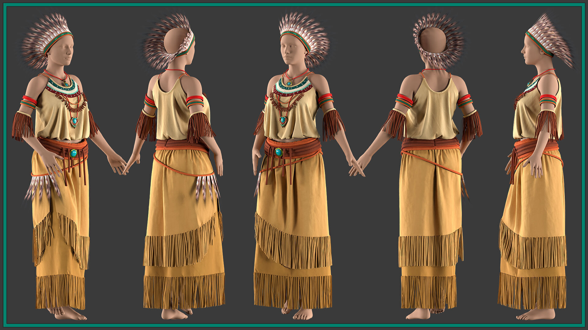 female Regalia outfit with texture 3D model_2