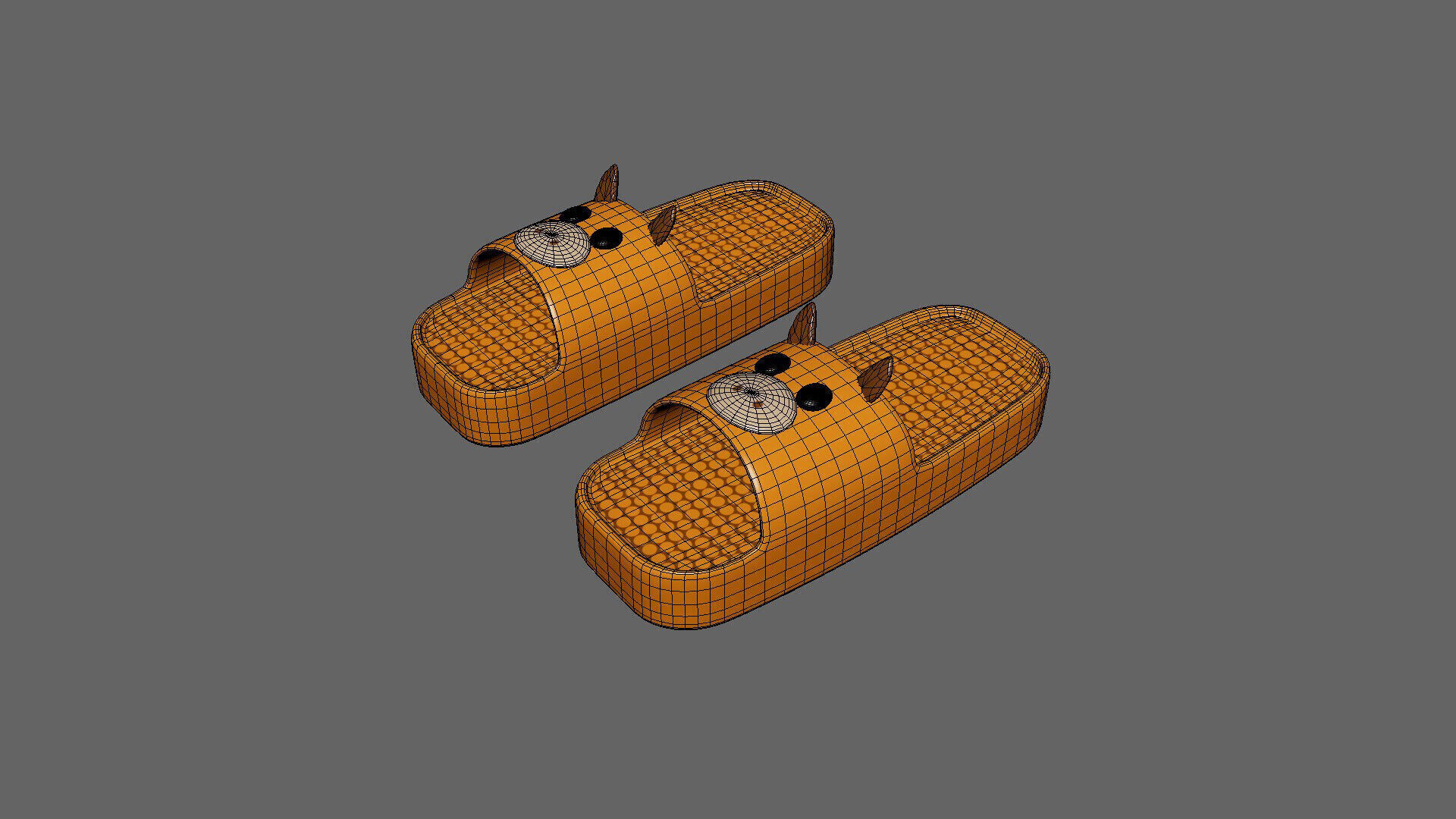 Cow Shape Slippers Low-poly 3D model_4