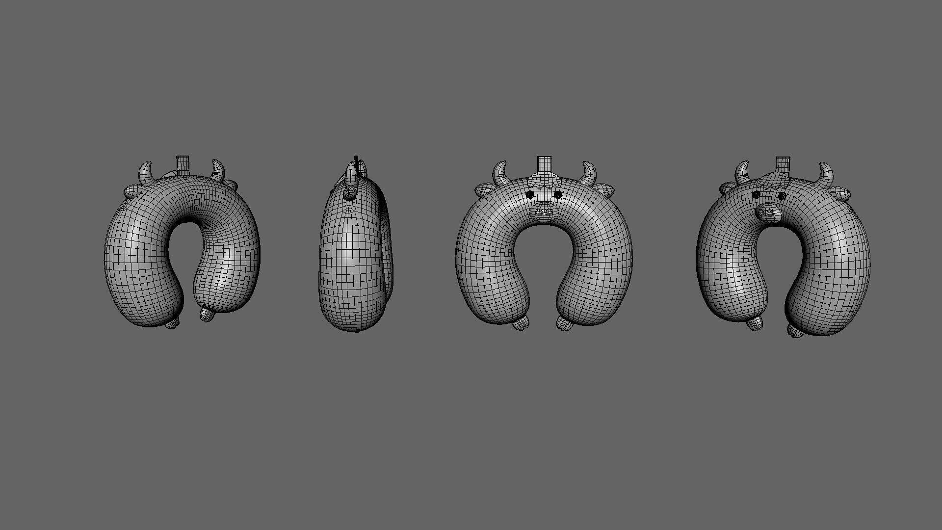 Cow Neck Pillow Low-poly 3D model_3