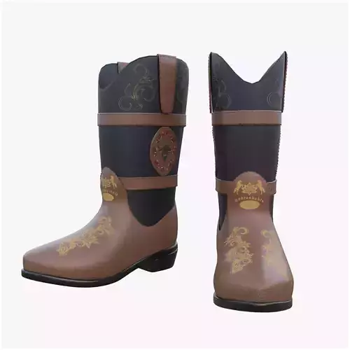 Cowboy Boots Leather 3D Model Realistic Low Poly PBR Footwear