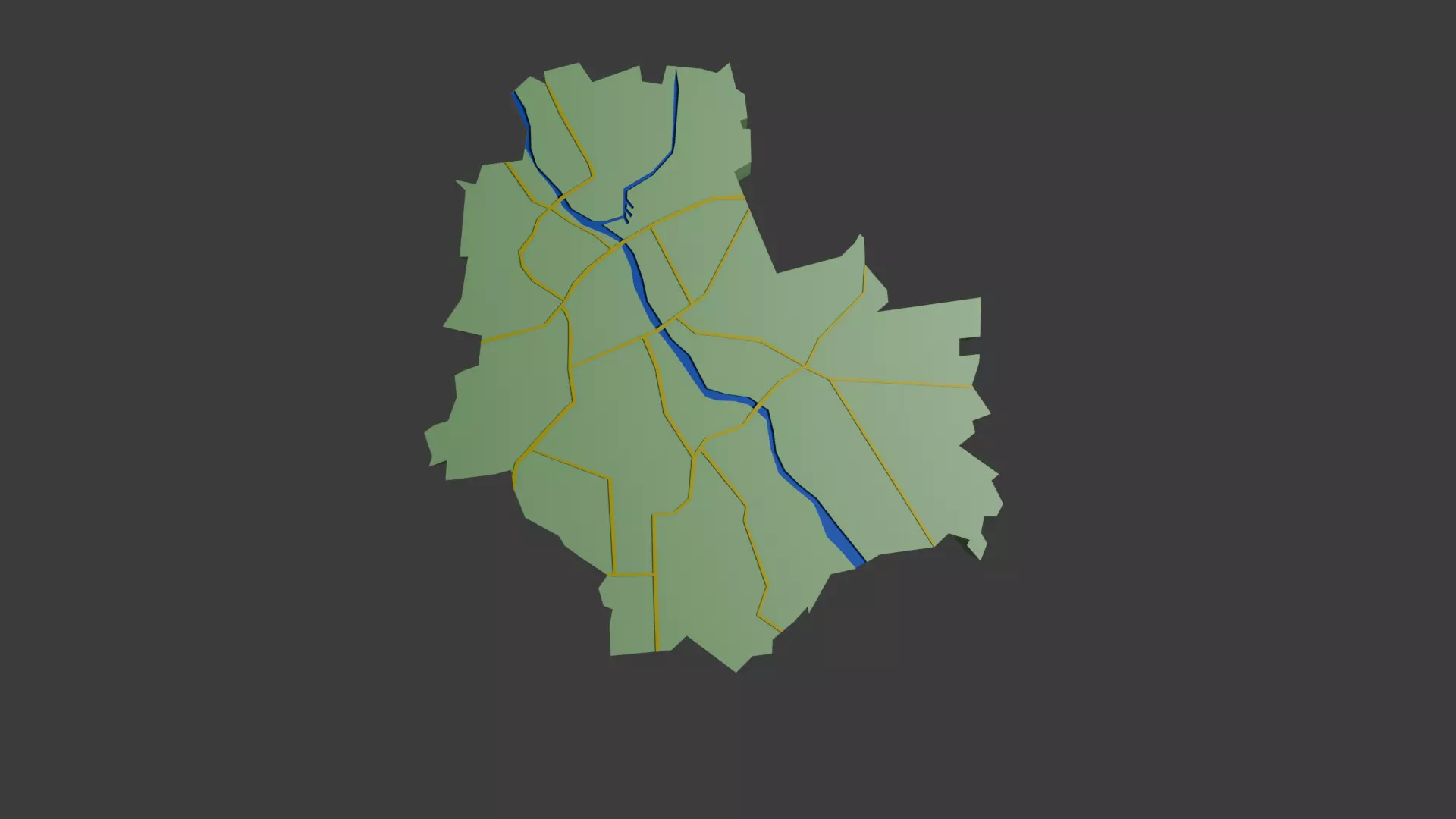Low Poly map of Warsaw 3D model