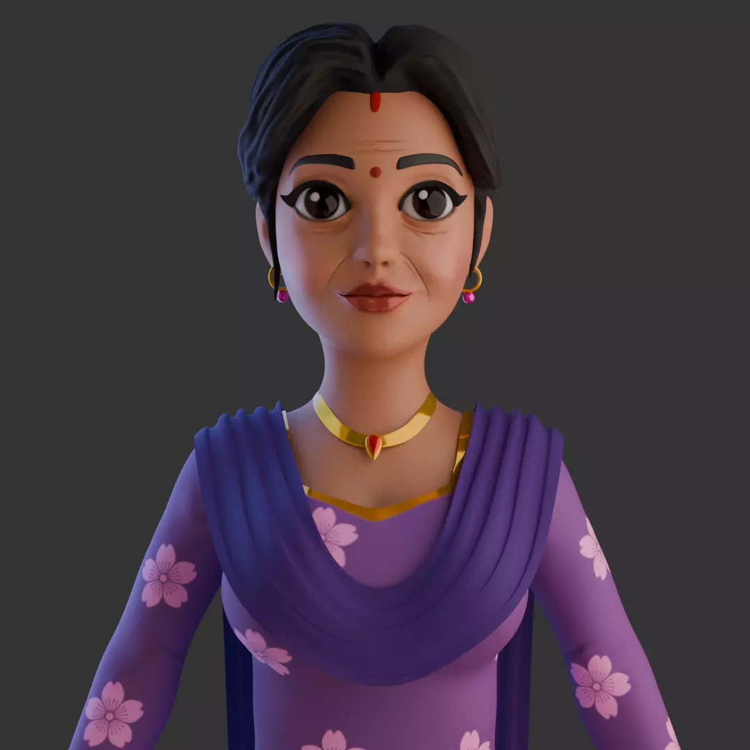 Indian Female Low-poly 3D model_0