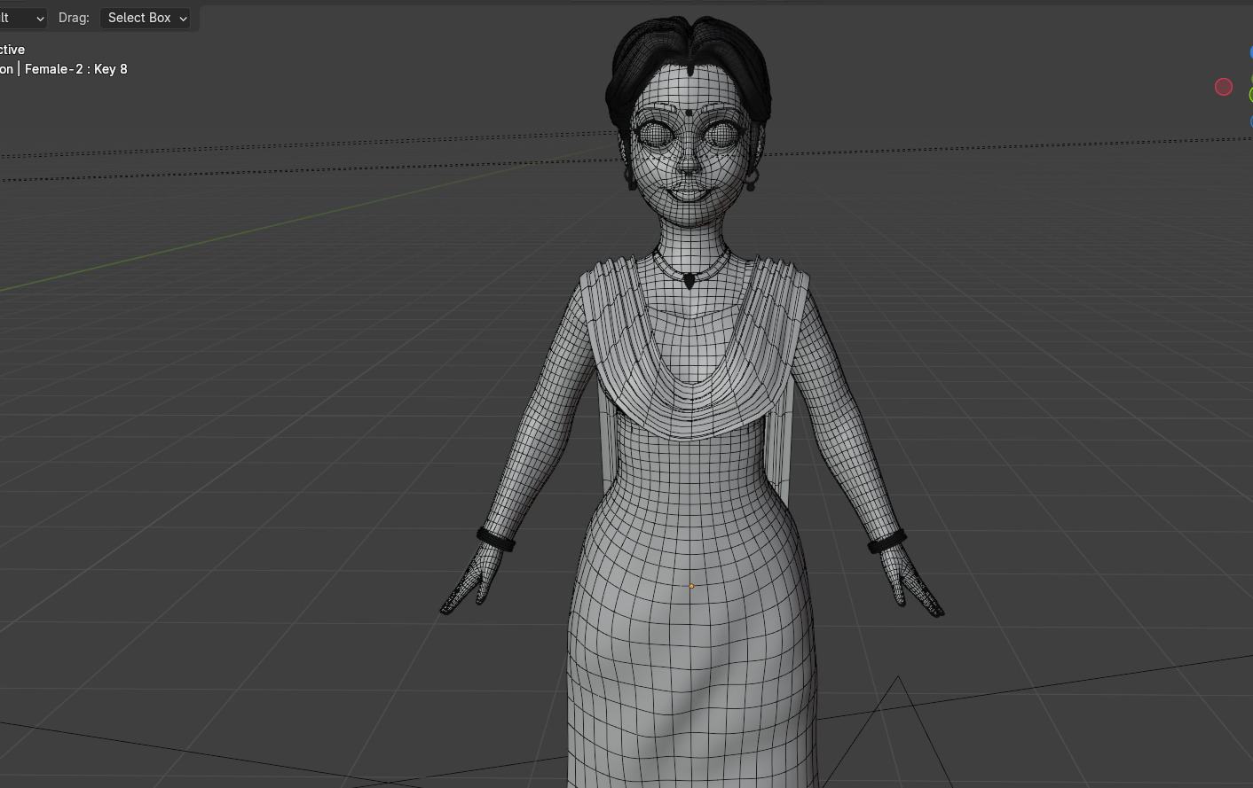 Indian Female Low-poly 3D model_2