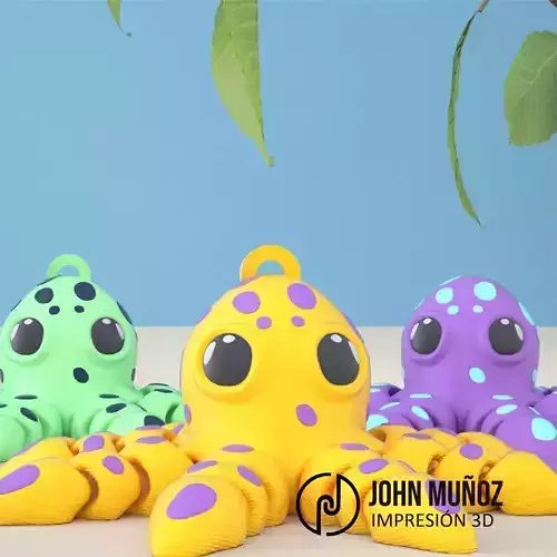 Articulated octopus keychain figure