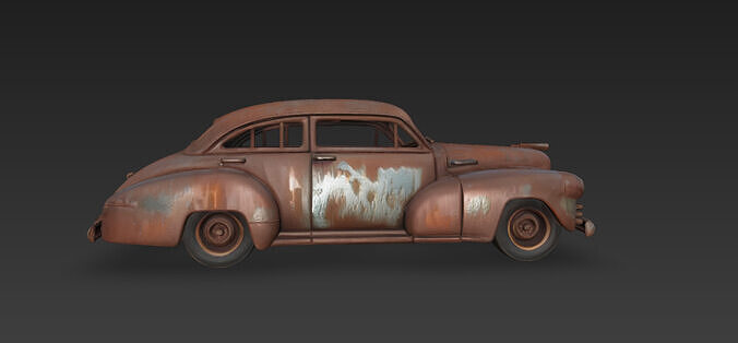 rusted junk car 3D model 7