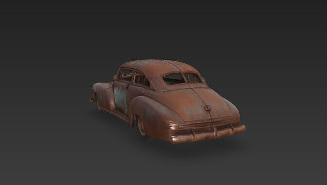 rusted junk car 3D model 3