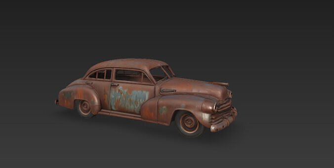 rusted junk car 3D model 4