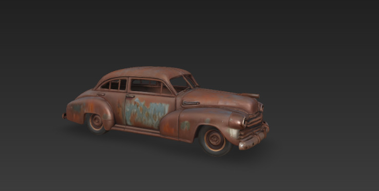 rusted junk car 3D model_3