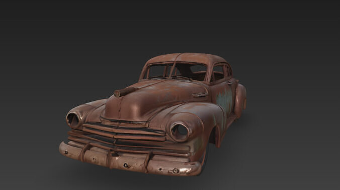 rusted junk car 3D model 2