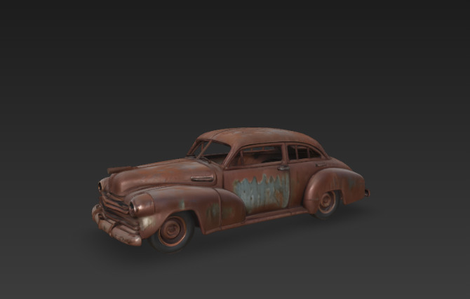 rusted junk car 3D model_5