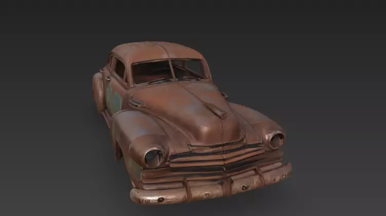 rusted junk car 3D model_0