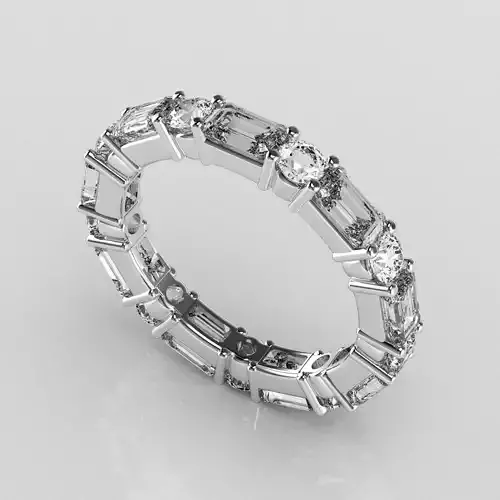 Emerald Cut - Round Ring - Eternity Band