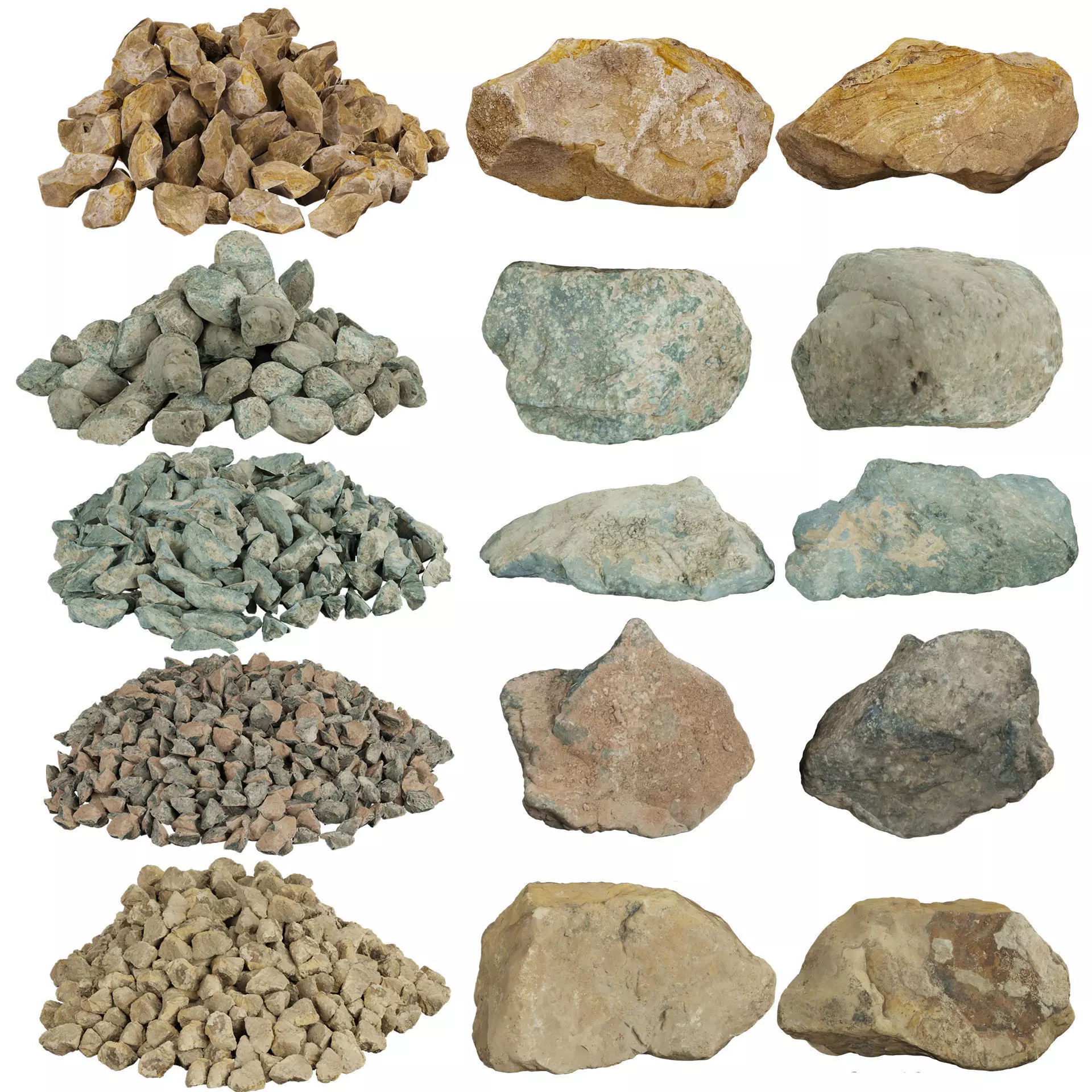 3D Scanned Stone Collection - 3 Real Rocks with LODs 4K 3D model_0