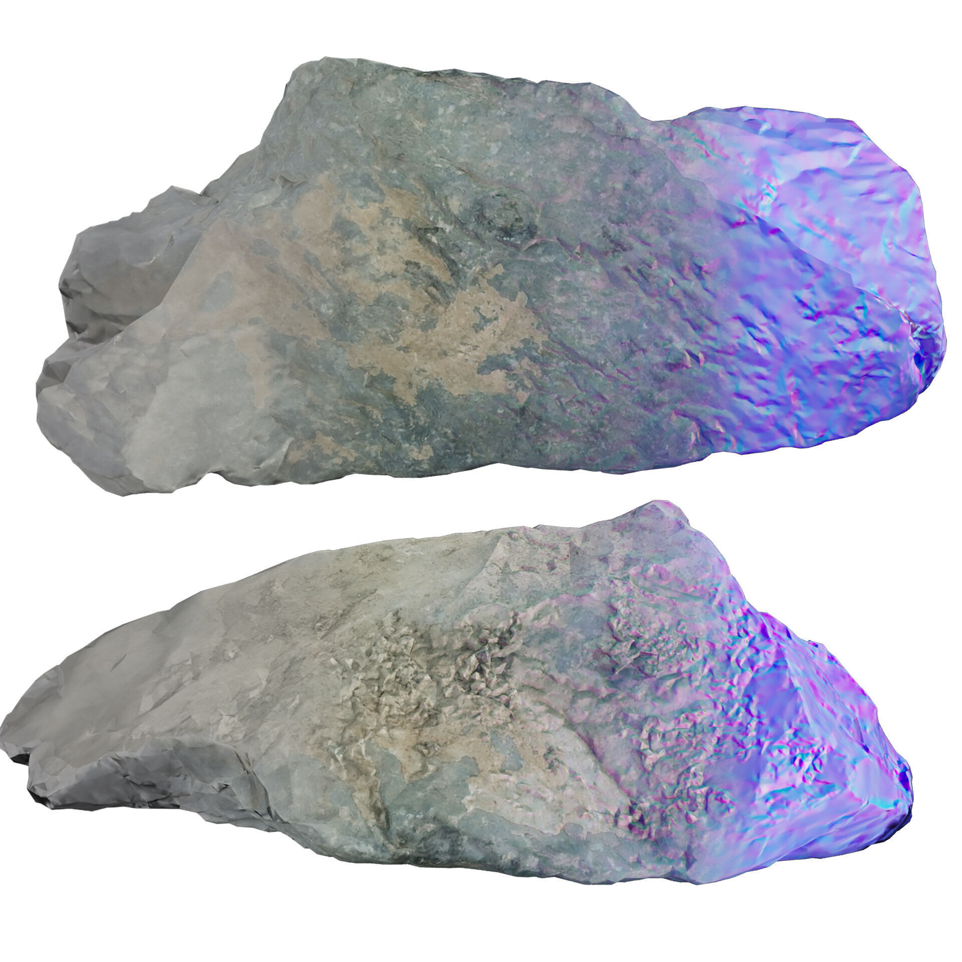 3D Scanned Stone Collection - 3 Real Rocks with LODs 4K 3D model_6