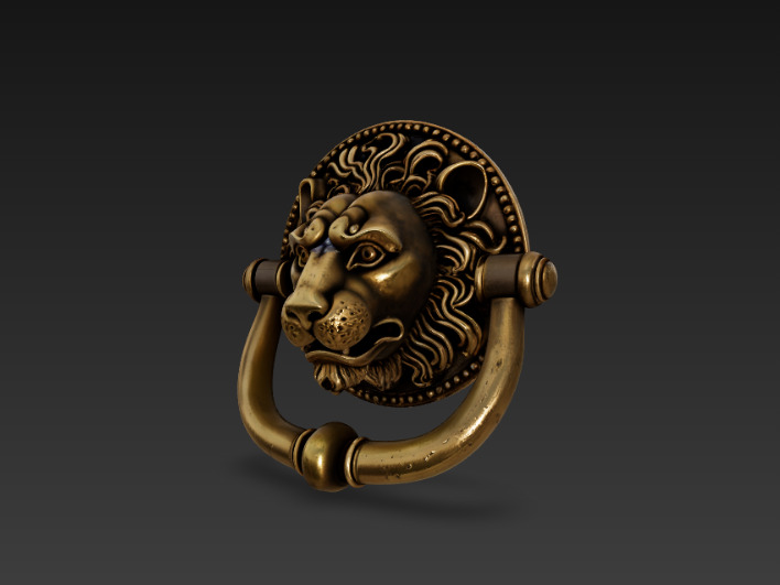 lion-engraved door knocker 3D model_3