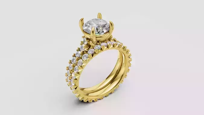 French pave  Enagement ring with Band  