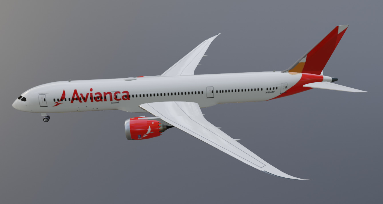 Avianca Boeing 787-9 low poly 3D Model  Low-poly 3D model_3