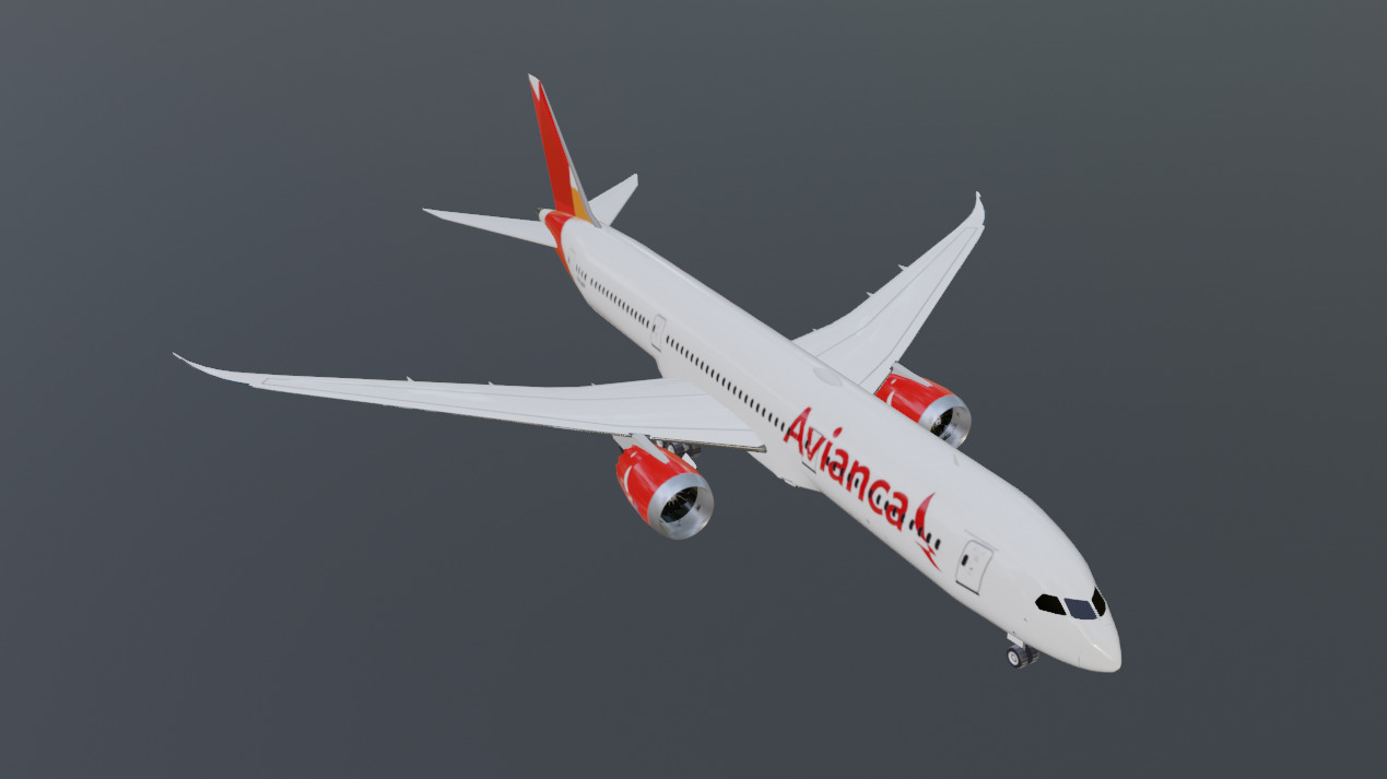 Avianca Boeing 787-9 low poly 3D Model  Low-poly 3D model_11