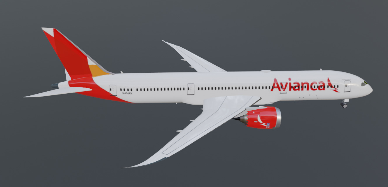 Avianca Boeing 787-9 low poly 3D Model  Low-poly 3D model_8