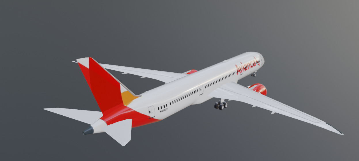 Avianca Boeing 787-9 low poly 3D Model  Low-poly 3D model_6