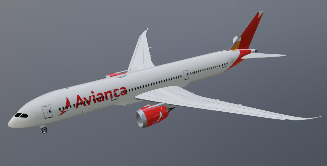 Avianca Boeing 787-9 low poly 3D Model  Low-poly 3D model_2
