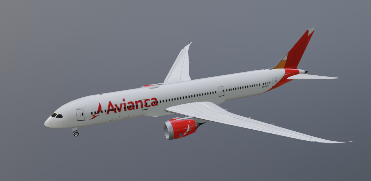 Avianca Boeing 787-9 low poly 3D Model  Low-poly 3D model_14