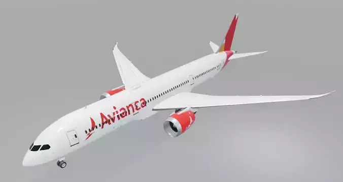 Avianca Boeing 787-9 low poly 3D Model 