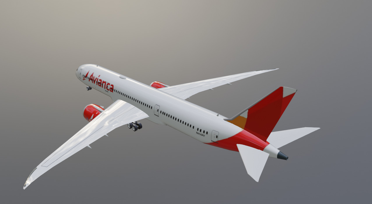Avianca Boeing 787-9 low poly 3D Model  Low-poly 3D model_5
