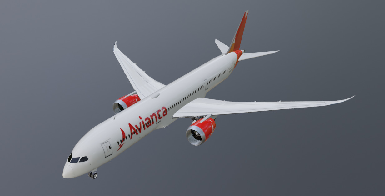 Avianca Boeing 787-9 low poly 3D Model  Low-poly 3D model_13