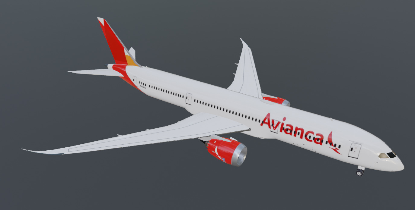 Avianca Boeing 787-9 low poly 3D Model  Low-poly 3D model_10