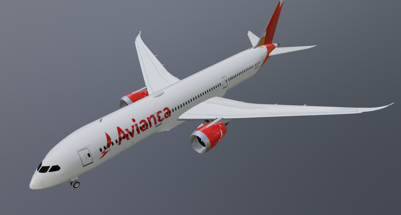 Avianca Boeing 787-9 low poly 3D Model  Low-poly 3D model_1