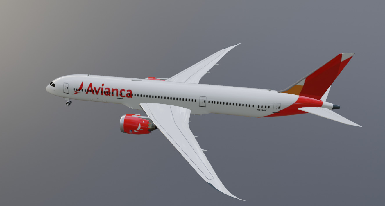Avianca Boeing 787-9 low poly 3D Model  Low-poly 3D model_15