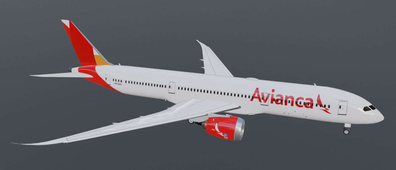 Avianca Boeing 787-9 low poly 3D Model  Low-poly 3D model_9