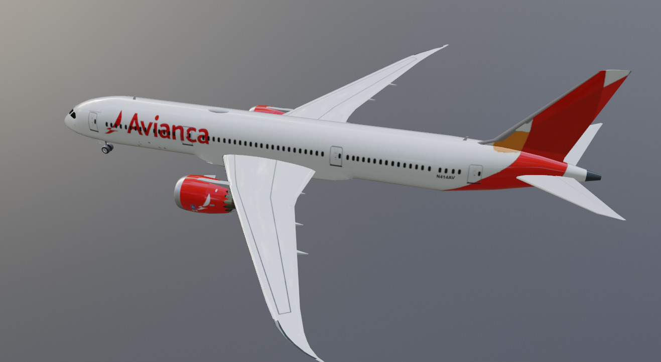 Avianca Boeing 787-9 low poly 3D Model  Low-poly 3D model_4