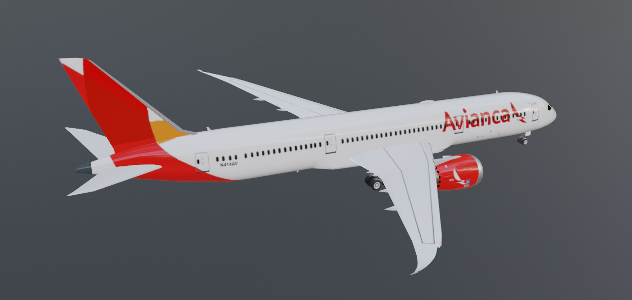 Avianca Boeing 787-9 low poly 3D Model  Low-poly 3D model_7