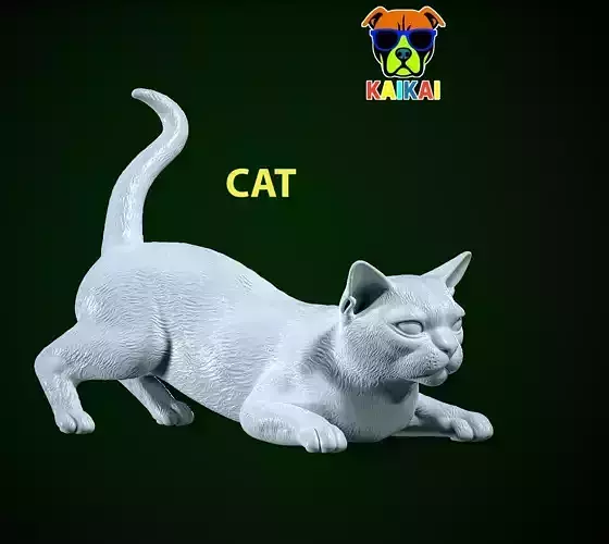 Lying cat model - cat statue - 3D print