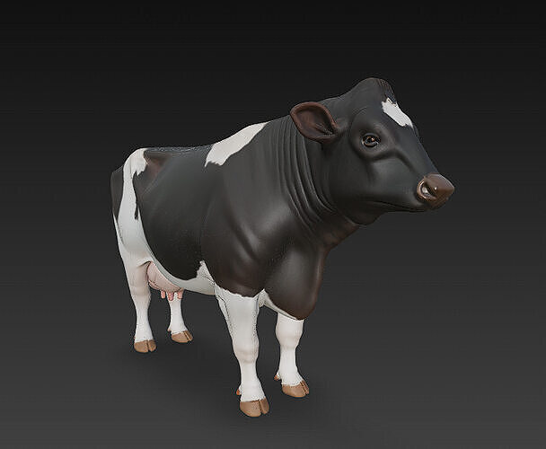 Cow Farm Animal 3D Model Basic - Low Poly Simple  Low-poly 3D model