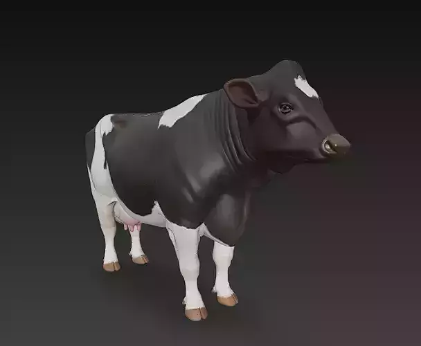 Cow Farm Animal 3D Model Basic - Low Poly Simple 