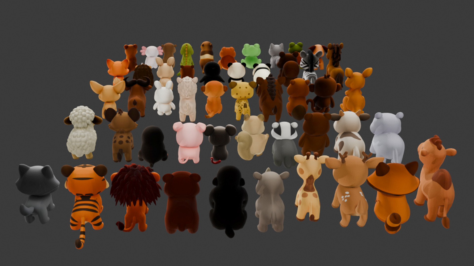 50 Land Animal Plush Collection Low-poly 3D model_4