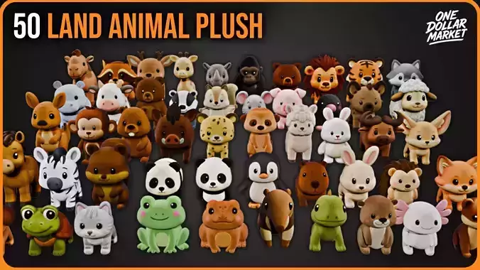 50 Land Animal Plush Collection