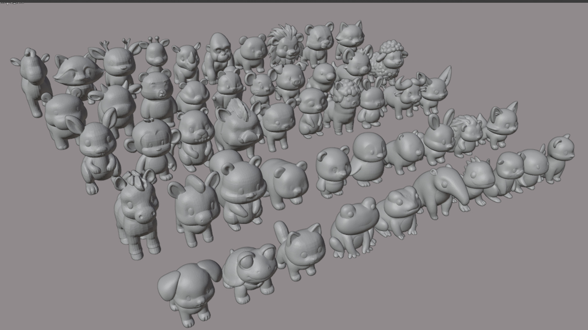 50 Land Animal Plush Collection Low-poly 3D model_6