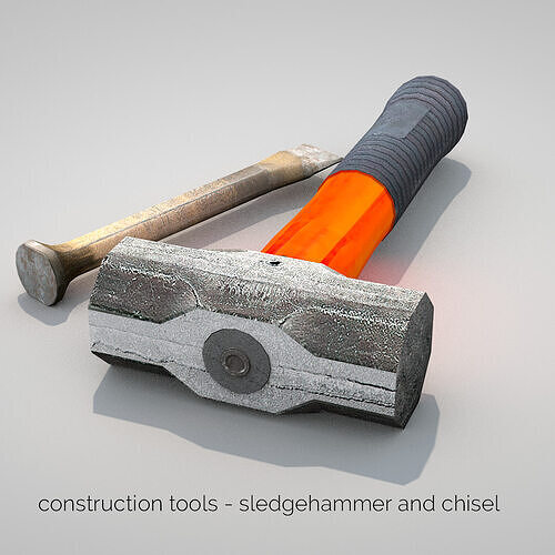 Construction Tools - Sledgehammer and Chisel 3D model