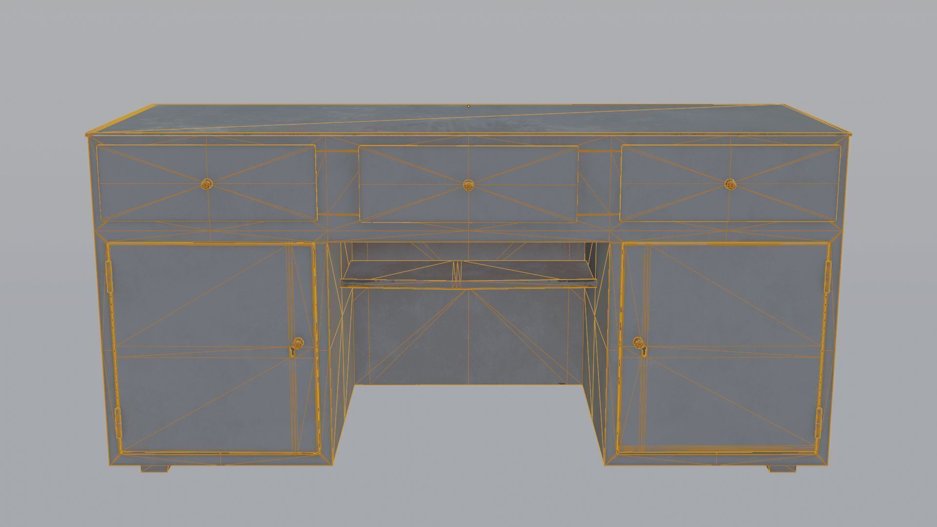 Massive metal workbench painted gray with defects type 2 Low-poly 3D model_5