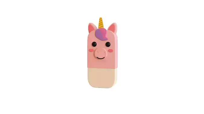Unicorn Eraser Low-poly 3D model