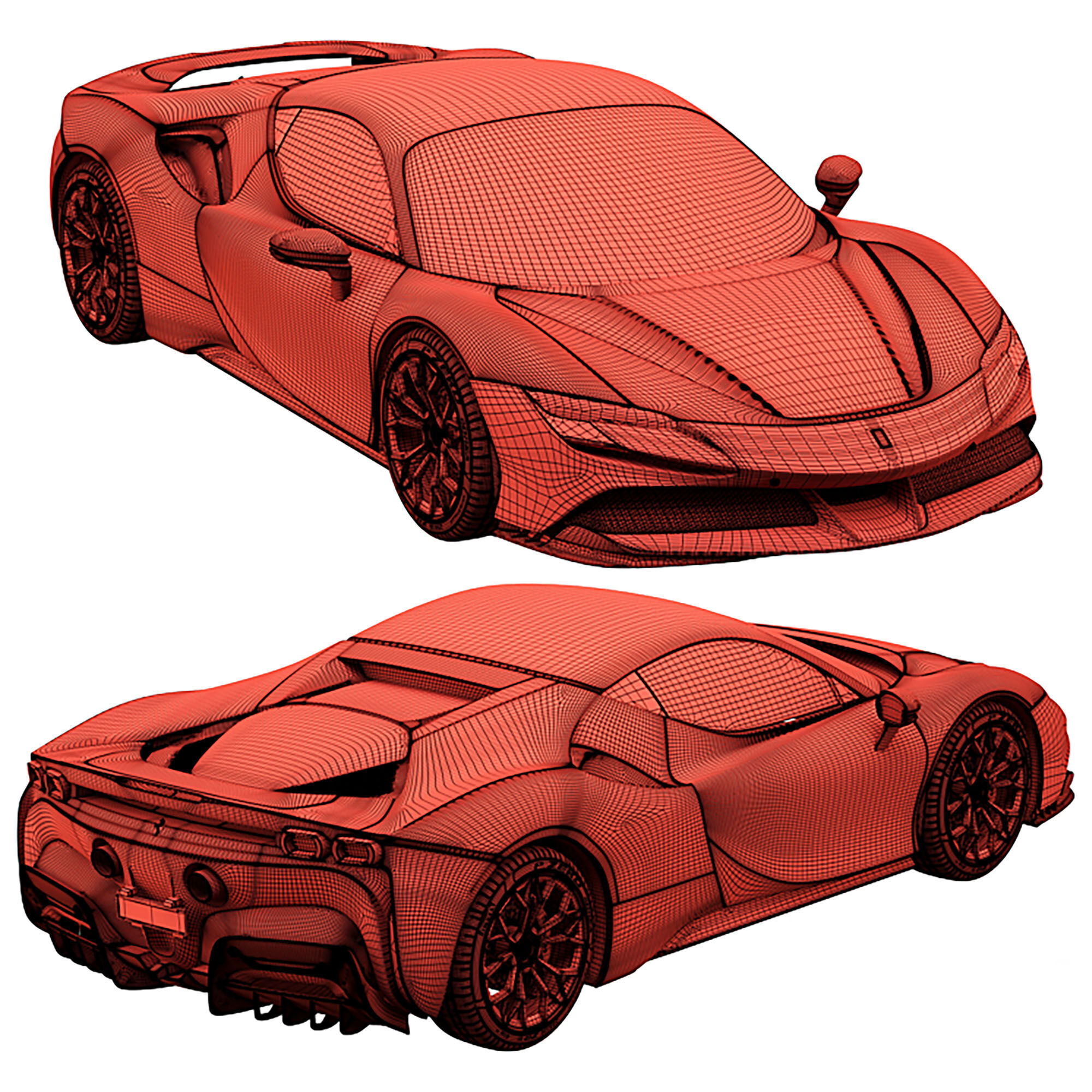 Ferrari SF90 Stradale Low-poly 3D model_6