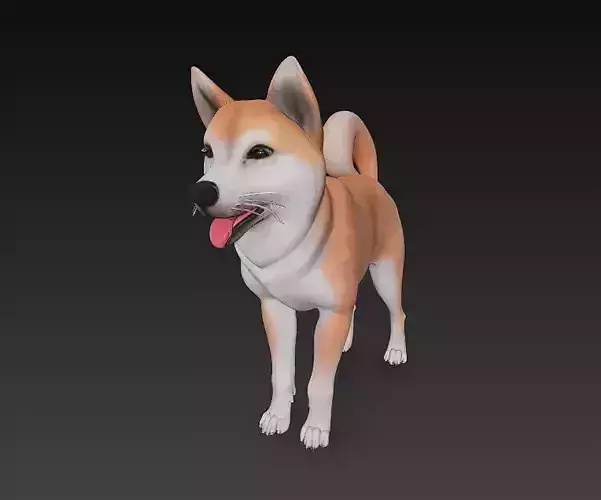 Shiba Inu Dog 3D Model Basic - Low Poly Simple