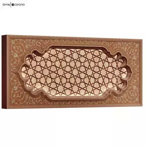 Arabic islamic ceilling wooden pattern set 579 3D model
